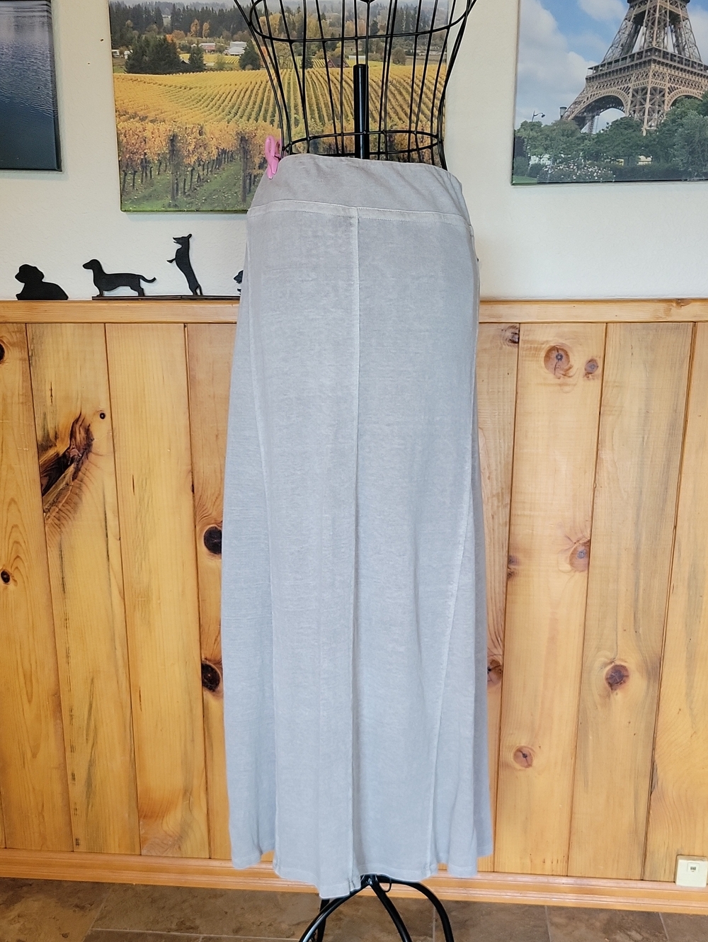 Poetry Soft Gray Maxi Skirt with Flowing Panels